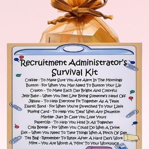 Kit de sobrevivência do administrador de recrutamento ~ Presente de novidade divertido e alternativa de cartão | Presente de aniversário | Cartões comemorativos | Lembrança