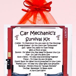 Car Mechanic's Survival Kit ~ Fun Novelty Gift & Card Alternative | Birthday Present | Greeting Cards | Personalised Gift for a Mechanic