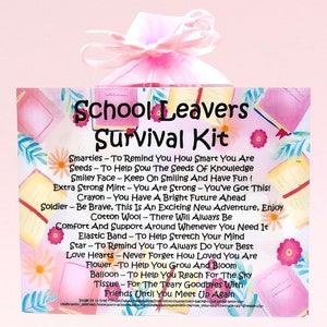 Survival Kit für Schulabgänger (pink) ~ Lustiges Geschenk & Kartenalternative | Geschenk | Grußkarten | Personalisiertes Schulabschluss Geschenk