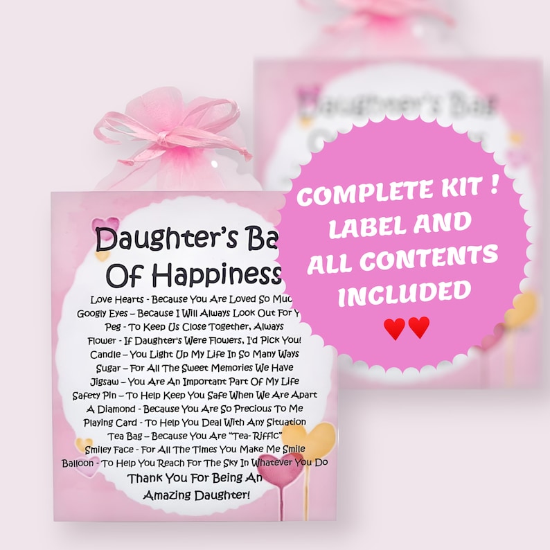 Daughter's Survival Kit (Bag of Happiness) ~ Fun Novelty Gift & Card Alternative | Birthday Present | Greeting Cards | Personalised Keepsake