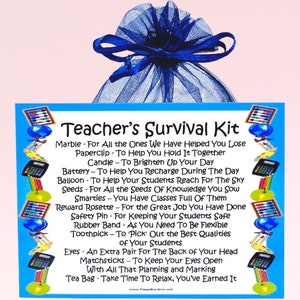 Teacher's Survival Kit ~ Fun Novelty Gift & Card | Birthday Present | Greeting Cards | Personalised Thank You Teacher Gift | Keepsake