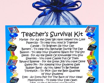 Teacher's Survival Kit ~ Fun Novelty Gift & Card | Birthday Present | Greeting Cards | Personalised Thank You Teacher Gift | Keepsake