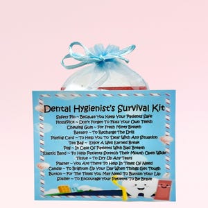 Kit de sobrevivência para higienista dental ~ Presente de novidade divertido e alternativa de cartão | Presente de aniversário | Cartões comemorativos | Obrigado | Lembrança personalizada