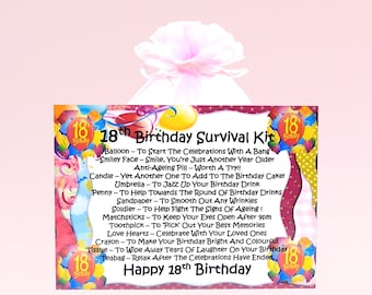 Kit de supervivencia para 18.º cumpleaños (rosa): regalo divertido y novedoso, todo en uno, regalo de recuerdo, regalo de 18.º cumpleaños, regalo de cumpleaños