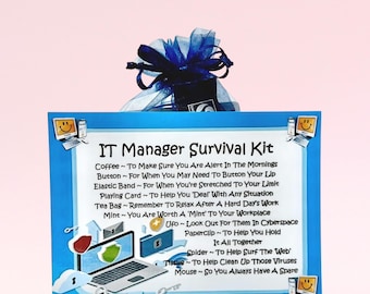 IT Manager Survival Kit ~ Fun Novelty Gift & Card | Birthday Present | Greeting Cards |  Personalised Gift | Keepsake