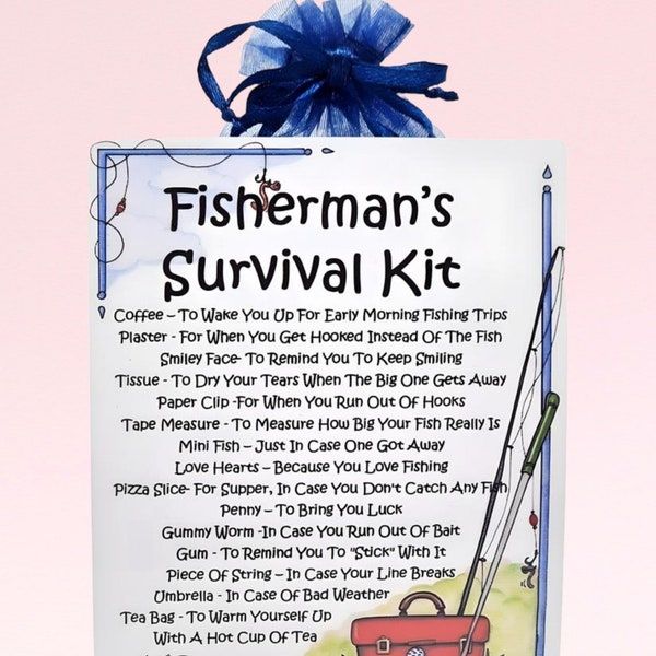 Fisherman's Survival Kit ~ Fun Novelty Gift & Card Alternative | Birthday | Greeting Cards | Unique Gift for a Fisherman | Personalised Gift