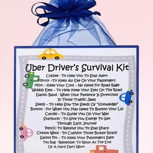 Uber Driver&#39;s Survival Kit ~ Fun Novelty Gift & Card | Birthday Present | Greeting Cards | Thank You | Unique Personalised Gift | Keepsake