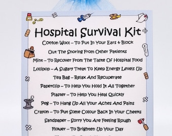 Get Well Soon Survival Kit Fun Novelty Gift &amp; Card / | Etsy UK