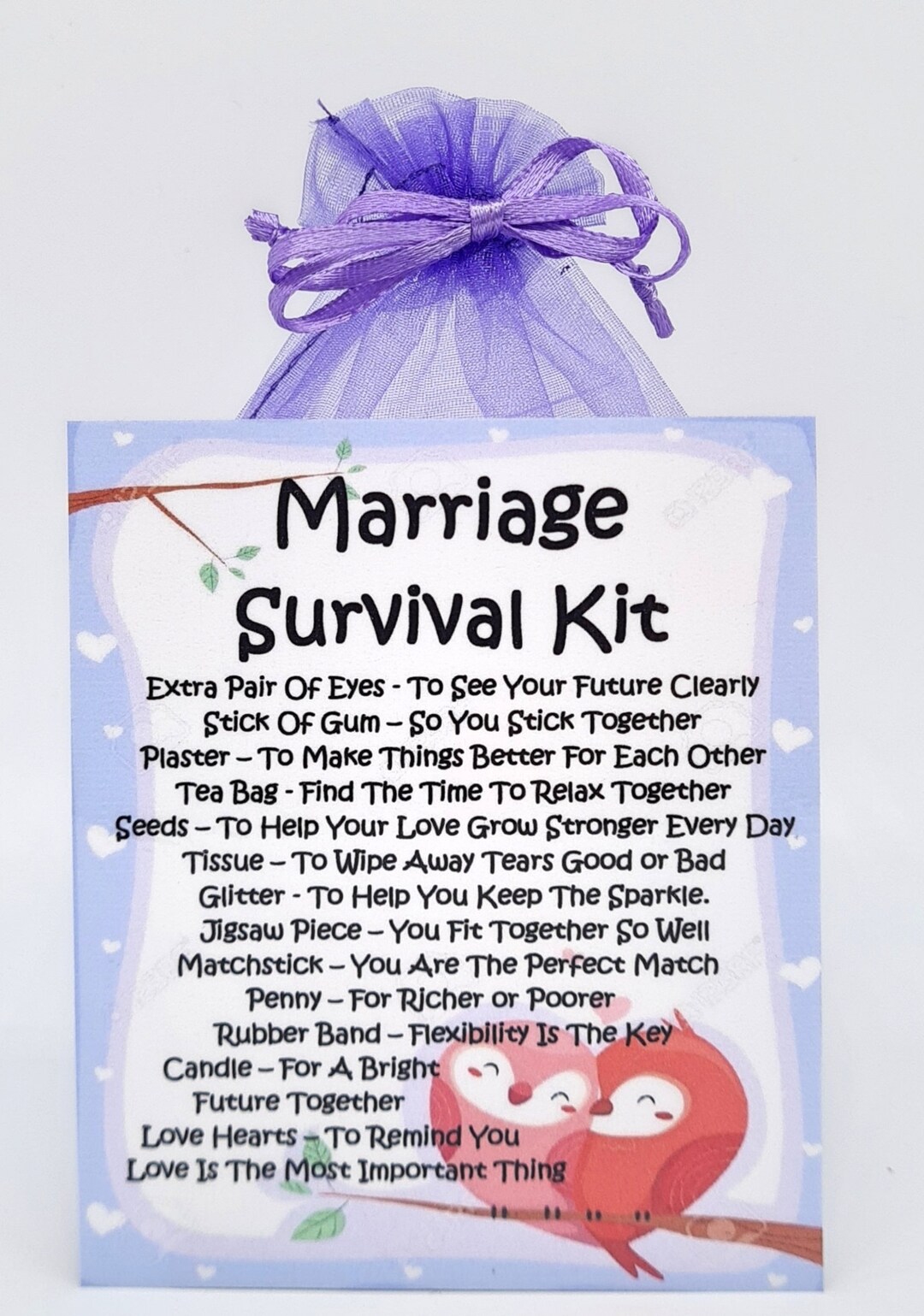 Marriage Survival Kit lilac A Unique Fun Novelty Wedding Gift
