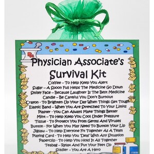 Physician Associate's Survival Kit ~ Fun Novelty Gift & Card | Birthday Present | Greeting Cards | Thank You |Personalised Gift | Keepsake