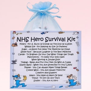 NHS Hero's Survival Kit ~ Lustiges Geschenk & Karte | Geburtstagsgeschenk | Vielen Dank | Grußkarten | Personalisierte NHS Geschenk | Erinnerungsstück