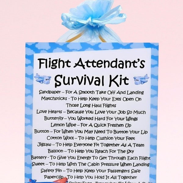 Flight Attendant Survival Kit ~ Fun Novelty Gift & Card Alternative | Birthday Present | Greeting Cards | Unique Personalised Keepsake