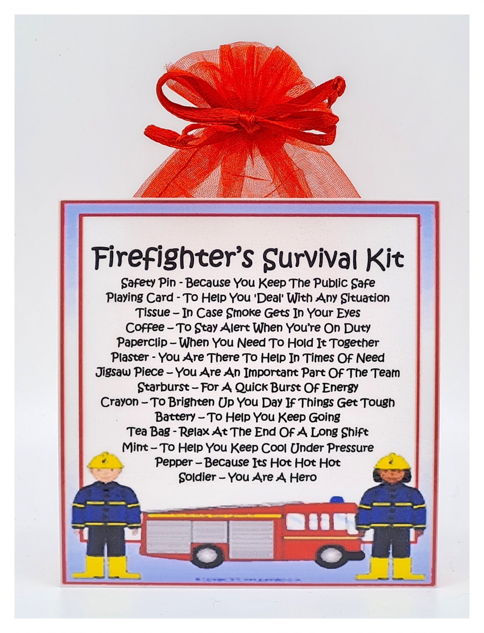 Firefighter's Survival Kit Fun Novelty Gift & Card / Etsy