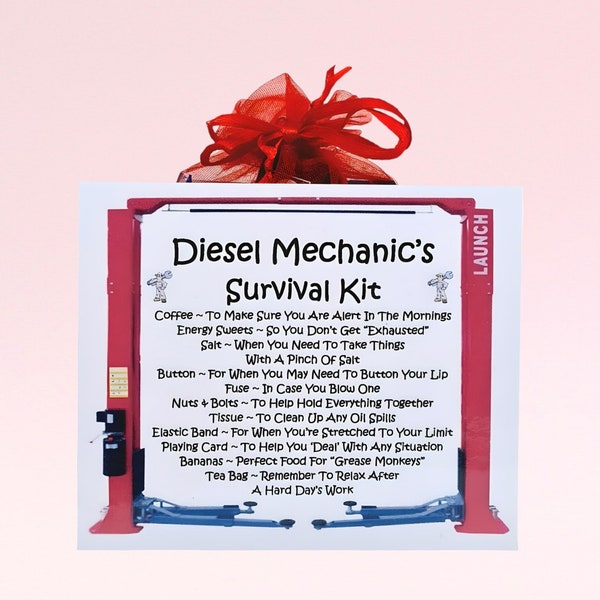 Diesel Mechanic's Survival Kit ~ Fun Novelty Gift & Card Alternative | Birthday Present | Greeting Cards | Personalised Keepsake Gift