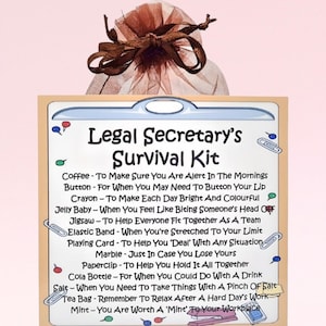 Kit de sobrevivência para secretária jurídica ~ Presente e cartão divertidos e inovadores | Presente de aniversário | Cartões comemorativos | Presente personalizado para secretária | Lembrança