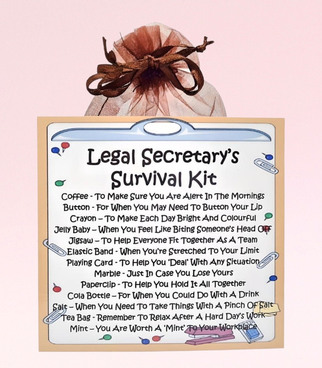 Legal Secretary's Survival Kit ~ Fun Novelty Gift & Card Birthday Present Greeting Cards Personalised Secretary Gift Keepsake