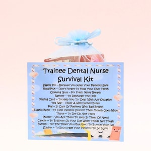 Kit de survie pour infirmière dentaire stagiaire ~ Cadeau et carte fantaisie | Cadeau d'anniversaire | Cartes de voeux | Merci | Cadeau personnalisé pour infirmière dentaire