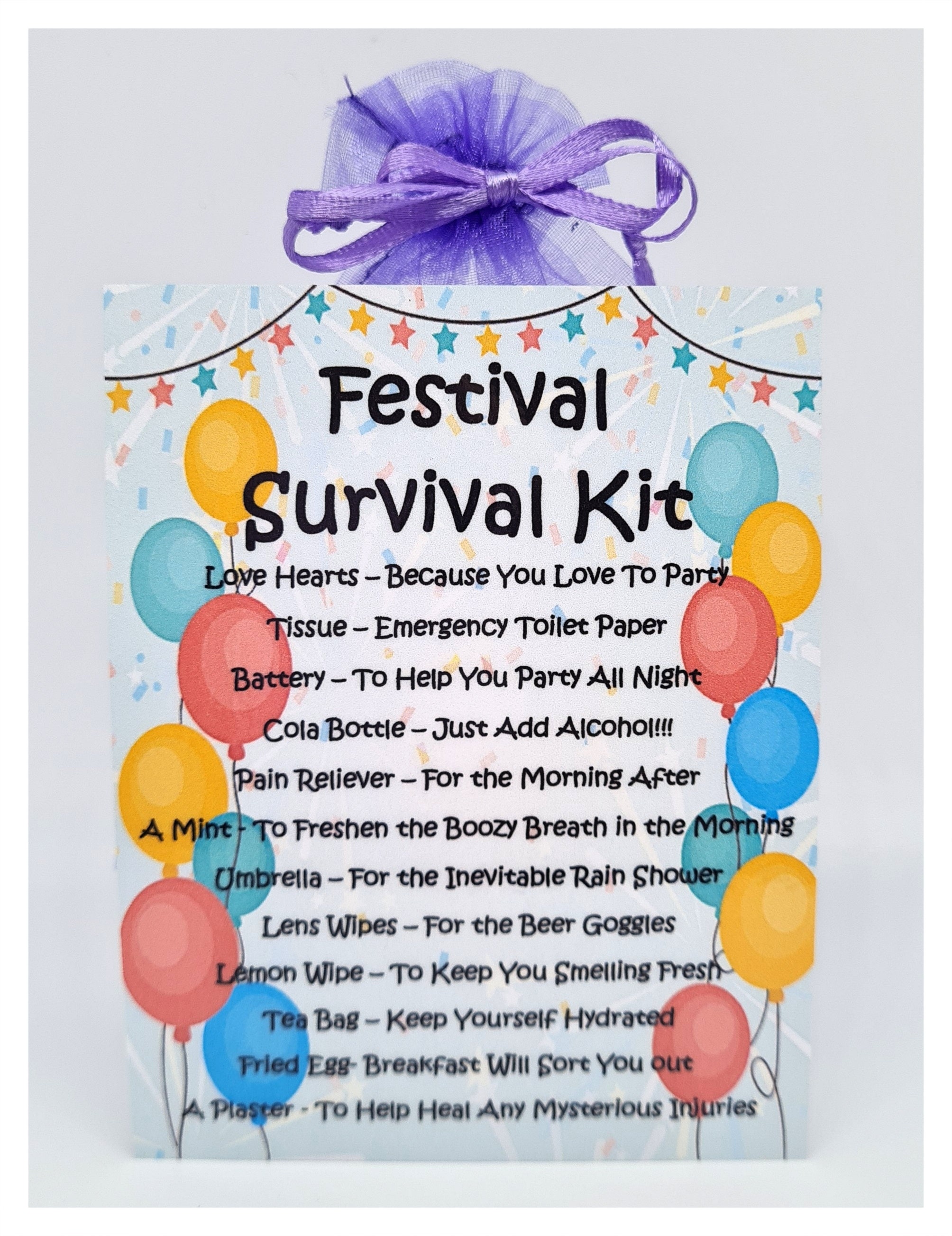 Festival Survival Kit Unique Fun Novelty Gift & Keepsake for Etsy UK