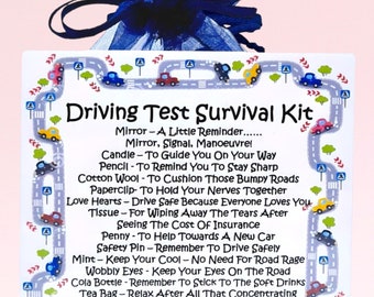 Driving Test Survival Kit ~ Fun Novelty Congratulations Gift & Keepsake | Present | Greeting Cards | Passing Driving Test