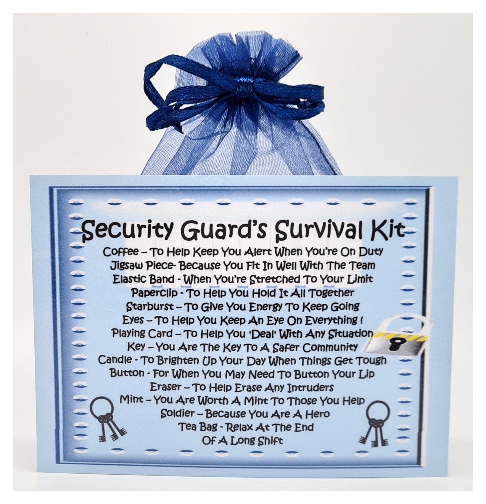 Security Guard's Survival Kit Fun Novelty Gift & Card Etsy UK
