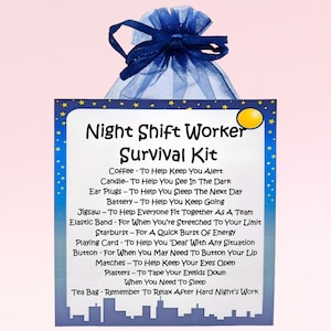 Kit de supervivencia para trabajadores del turno de noche ~ Regalo divertido y novedoso y alternativa a las tarjetas / Regalo de cumpleaños / Tarjetas de felicitación / Regalo personalizado único