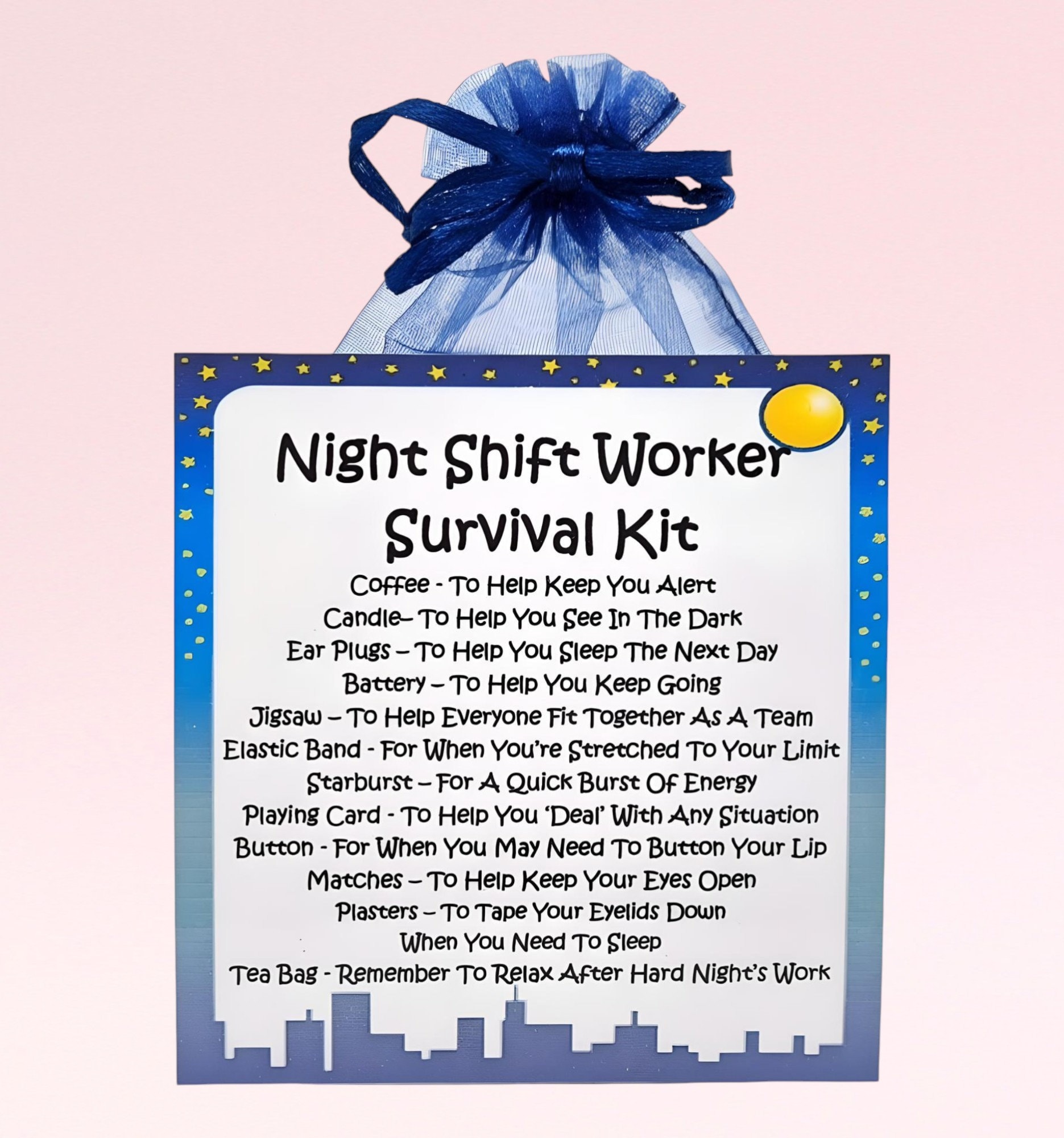 Night Shift Worker Survival Kit ~ Fun Novelty Gift & Card Alternative | Birthday Present | Greeting Cards | Unique Personalised Gift