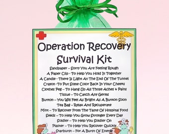 Kit de survie de l'opération Recovery ~ alternative amusante au cadeau et à la carte | Souvenir | Cadeau porte-bonheur | Guérir bientôt de la carte | Cadeau personnalisé