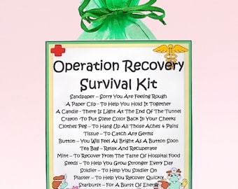 Kit de supervivencia de recuperación de operación ~ Regalo novedoso divertido y alternativa de tarjeta / Recuerdo / Regalo de buena suerte / Tarjeta de recuperación pronto / Regalo personalizado