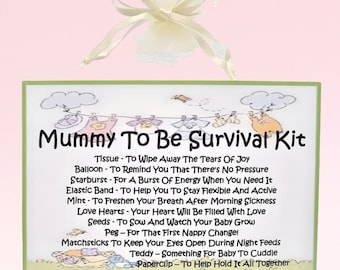 Mummy To Be Survival Kit ~ Novelty Gift Card & Keepsake | Birth Congratulations | Parents To Be | New Mum | Personalised Baby Shower Gift