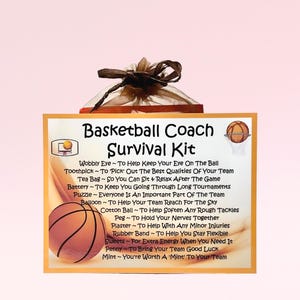 Kit de survie pour entraîneur de basket-ball ~ Cadeau et carte fantaisie | Cadeau d'anniversaire | Cartes de voeux | Souvenir | Cadeau personnalisé pour un entraîneur