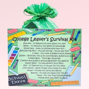 College Leaver Survival Kit ~ lustiges Neuheit Geschenk & Kartenalternative | Geschenk | Grußkarten | Einzigartiges personalisiertes College-Leaver-Geschenk