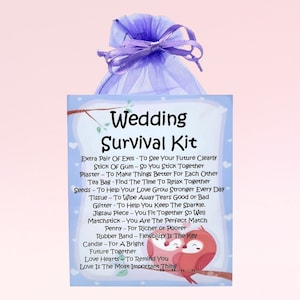 Kit di sopravvivenza per matrimonio (lilla) ~ Regalo di matrimonio unico e divertente e ricordo / Unione civile / Biglietti di auguri / Regalo di matrimonio personalizzato