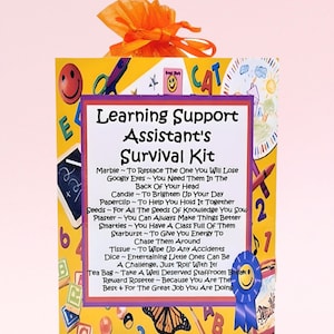 Kit de supervivencia para asistente de apoyo al aprendizaje ~ Regalo y tarjeta novedosos y divertidos / Regalo de cumpleaños / Tarjetas de felicitación / Regalo personalizado de agradecimiento para el maestro