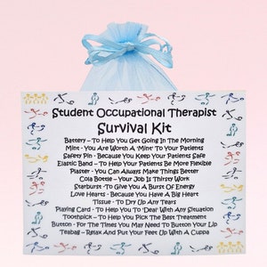 Survivalkit ergotherapeut voor student ~ Leuke nieuwigheid cadeau en kaart | Verjaardagscadeau | Wenskaarten | Bedankt | Gepersonaliseerde cadeau