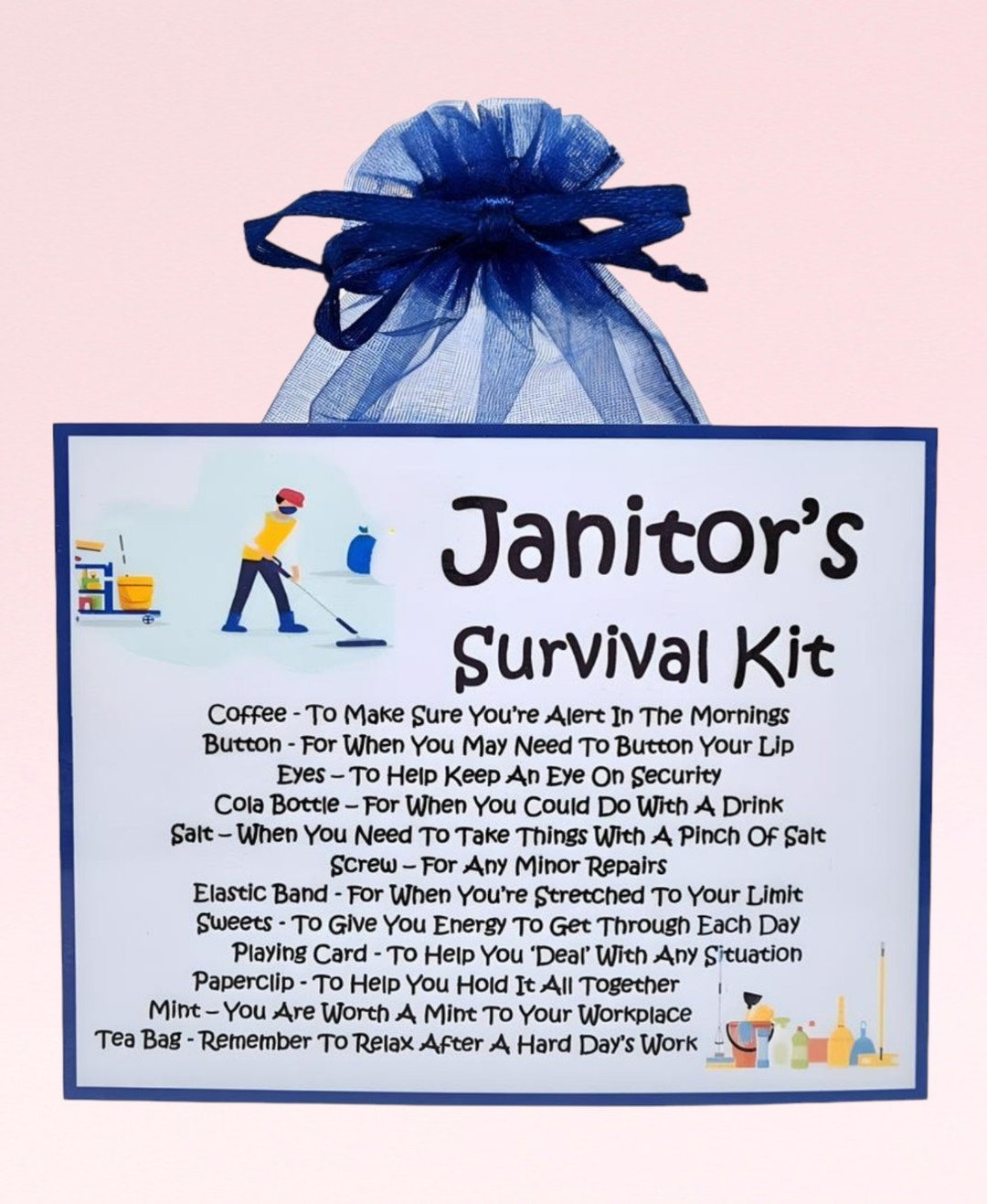Janitor's Survival Kit Fun Novelty Gift & Card Alternative Birthday Present Greeting Cards
