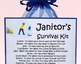 Janitor's Survival Kit ~ Fun Novelty Gift & Card Alternative | Birthday Present | Greeting Cards | Personalised Gift for a Janitor