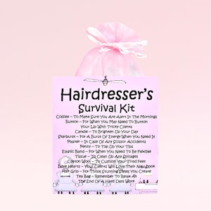 Kit di sopravvivenza per parrucchieri ~ Divertente regalo e biglietto di auguri / Regalo di compleanno / Biglietti di auguri / Regalo personalizzato per un parrucchiere / Grazie