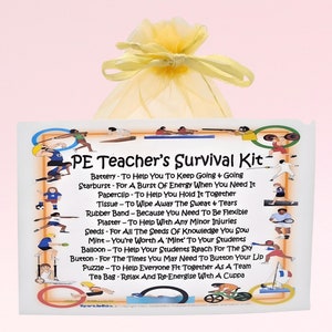 Kit de supervivencia para profesores de educación física ~ Regalo divertido y novedoso y alternativa a las tarjetas / Regalo de cumpleaños / Tarjetas de felicitación / Agradecimiento / Regalo personalizado para profesores