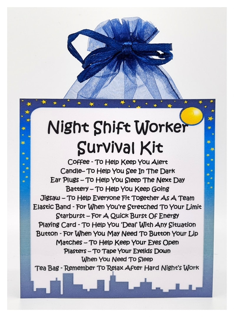 Night Shift Worker Survival Kit ~ Fun Novelty Gift & Card Alternative | Birthday Present | Greeting Cards | Unique Personalised Gift
