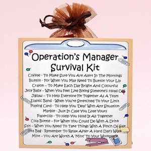 Kit de sobrevivência do gerente de operações ~ Presente de novidade divertido e alternativa de cartão | Presente de aniversário | Cartões comemorativos | Presente personalizado para um gerente