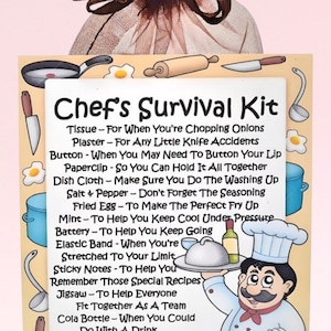 Trousse de survie du chef ~ Alternative amusante pour le cadeau et la carte | Cadeau d'anniversaire | Cartes de voeux | Cadeau pour un chef | Cadeau personnalisé