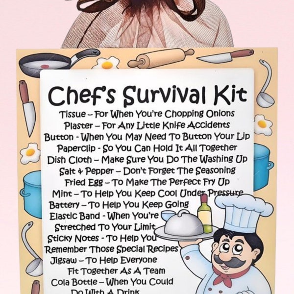 Chef's Survival Kit ~ Fun Novelty Gift & Card Alternative | Birthday Present | Greeting Cards | Gift for a Chef  | Personalised Gift