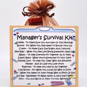 Manager's Survival Kit Fun Novelty Gift & Card Alternative Birthday Present Greeting Cards Unique Personalised Gift for a Manager image 5