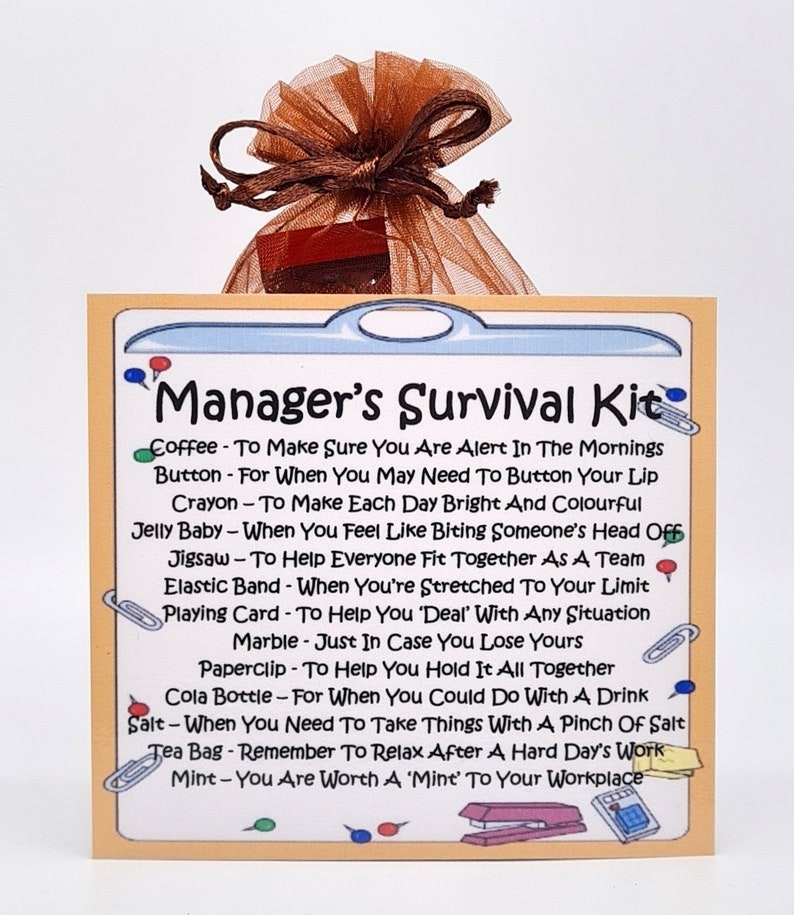 Manager's Survival Kit Fun Novelty Gift & Card Alternative Birthday Present Greeting Cards Unique Personalised Gift for a Manager image 5