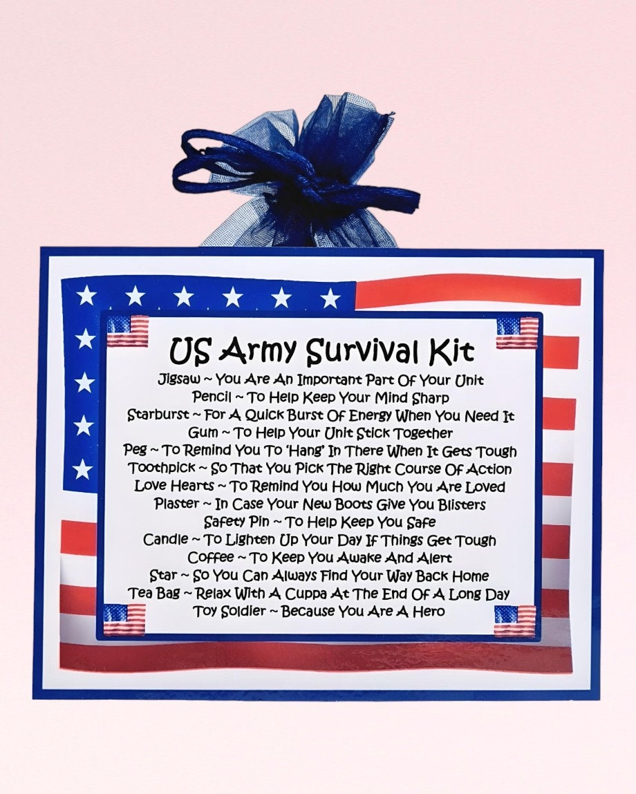 US Army Survival Kit ~ Fun Novelty Gift & Card | Birthday Present | Greeting Cards | Personalised Good Luck Gift | Keepsake