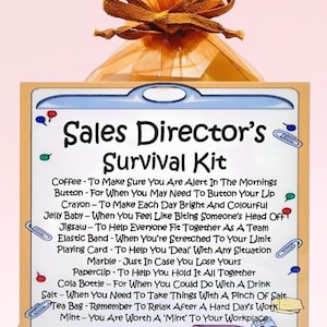Trousse de survie du directeur des ventes ~ Cadeau de fantaisie amusant et alternative à la carte de voeux | Cadeau d'anniversaire | Cartes de voeux | Souvenir personnalisé