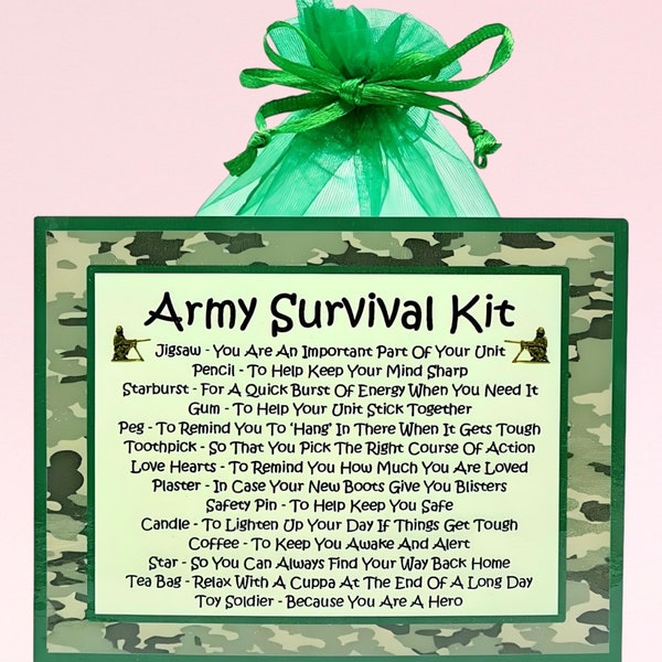 Army Survival Kit ~ Fun Novelty Gift & Card Alternative | Birthday Present | Greeting Cards | Personalised Good Luck Keepsake