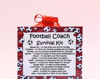 Football Coach Survival Kit (Red) ~ Fun Novelty Gift & Card | Birthday Present | Greeting Cards | Gift for a Football Coach