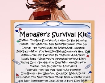 Manager&#39;s Survival Kit ~ Fun Novelty Gift & Card Alternative | Birthday Present | Greeting Cards |Personalised Thank You Gift for a Manager