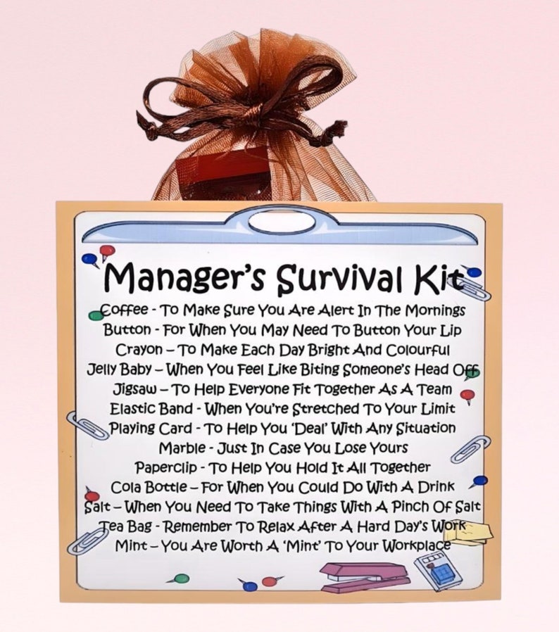 Manager's Survival Kit Fun Novelty Gift & Card Alternative Birthday Present Greeting Cards Unique Personalised Gift for a Manager image 1